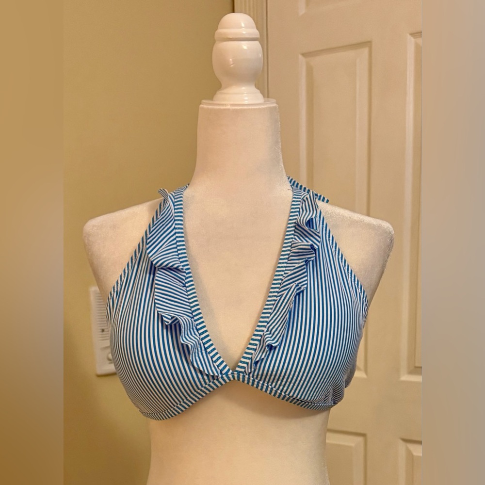NWOT Southern Tide - Blue & White Bikini top, Size Lge.